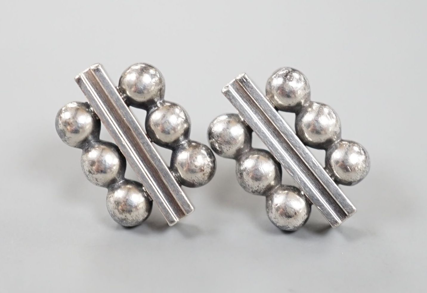 A pair of Georg Jensen sterling earrings.no.71, 15mm.